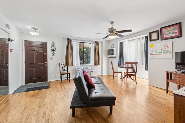 425 Shore Rd Unit 1A, Long Beach, NY 11561 - entryway with light wood finished floors and a ceiling fan