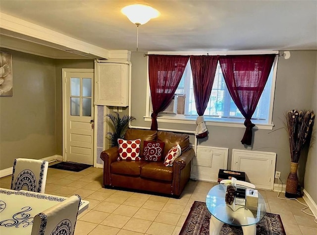 687 E 42nd St, Brooklyn, NY 11203 - living area with light tile patterned flooring and baseboards