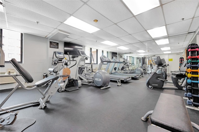 750 Broadway W Unit 3M, Long Beach, NY 11561 - workout area with healthy amount of natural light and a paneled ceiling