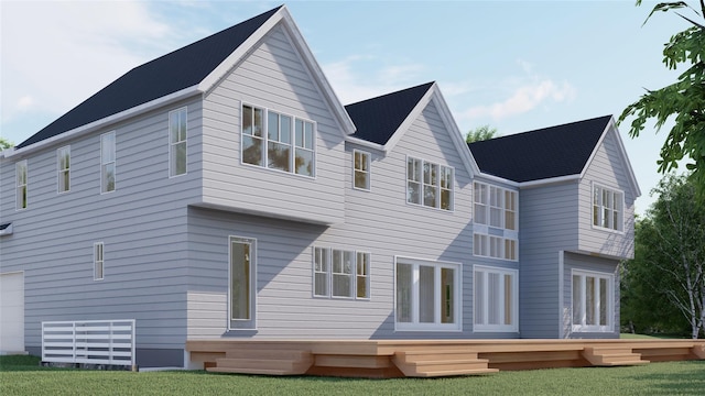 34 Old Main Rd, Quogue, NY 11959 - back of house with a deck and a lawn