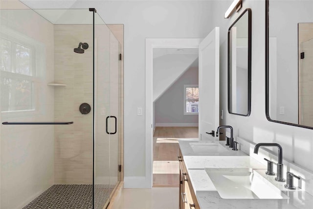 34 Old Main Rd, Quogue, NY 11959 - full bath with a stall shower and double vanity