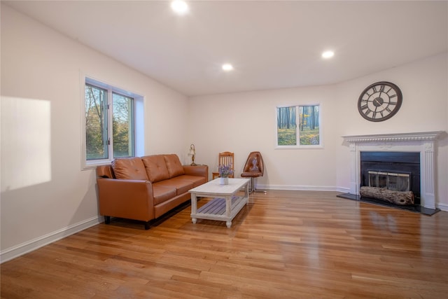 530 S Centre Island Rd, Centre Island, NY 11771 - living area featuring a glass covered fireplace, light wood-type flooring, and recessed lighting