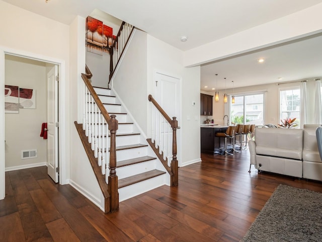 57 Lewis Rd, Hopewell Junction, NY 12533 - stairs featuring hardwood / wood-style flooring and recessed lighting
