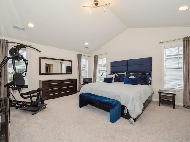 57 Lewis Rd, Hopewell Junction, NY 12533 - bedroom featuring light colored carpet, lofted ceiling, and recessed lighting