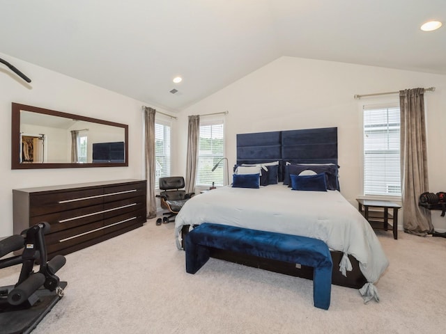57 Lewis Rd, Hopewell Junction, NY 12533 - bedroom featuring vaulted ceiling, light carpet, and recessed lighting