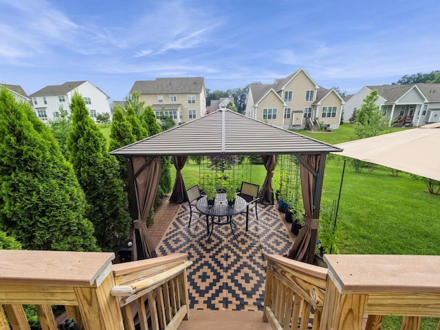 57 Lewis Rd, Hopewell Junction, NY 12533 - wooden terrace featuring a gazebo, a residential view, and a lawn