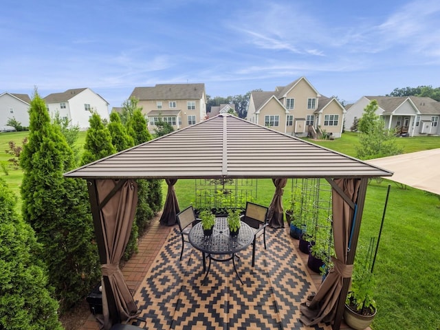 57 Lewis Rd, Hopewell Junction, NY 12533 - deck featuring a gazebo, a residential view, a lawn, and a patio