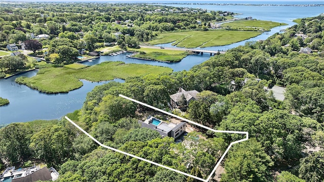 12 Plume Grass Way, Westhampton, NY 11977 - aerial view of property's location with a nearby body of water and property boundaries highlighted