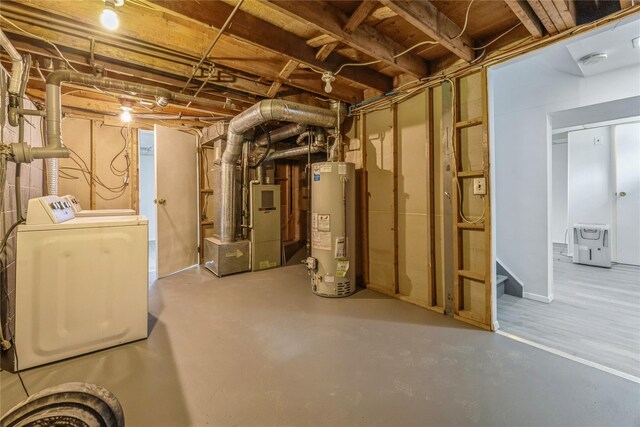 34 Klein Ave, West Nyack, NY 10994 - unfinished below grade area with gas water heater, washer and dryer, and heating unit