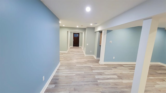 948 Orlando Ave, West Hempstead, NY 11552 - finished below grade area featuring light wood-style floors and recessed lighting