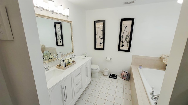 948 Orlando Ave, West Hempstead, NY 11552 - bathroom with tile patterned floors, double vanity, and a bath