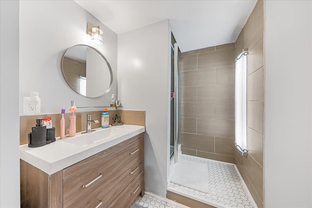 48 Eastview Rd, Highland Mills, NY 10930 - full bath with a shower stall, vanity, and backsplash