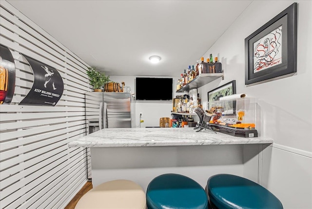 48 Eastview Rd, Highland Mills, NY 10930 - bar area with stainless steel refrigerator with ice dispenser