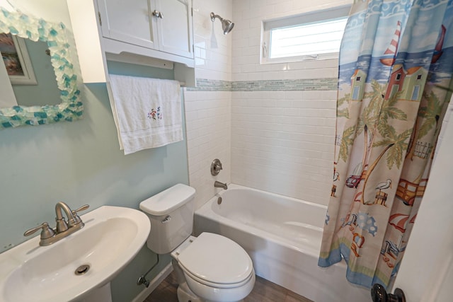43 E Jackson Ave, Babylon, NY 11702 - full bathroom with shower / bath combo and wood finished floors