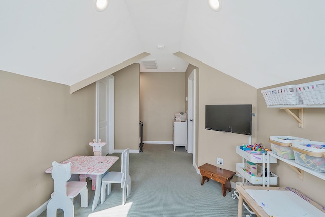 43 E Jackson Ave, Babylon, NY 11702 - game room featuring carpet floors and lofted ceiling