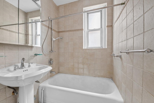 111-15 75th Ave Unit 4K, Forest Hills, NY 11375 - bathroom with washtub / shower combination and tile walls