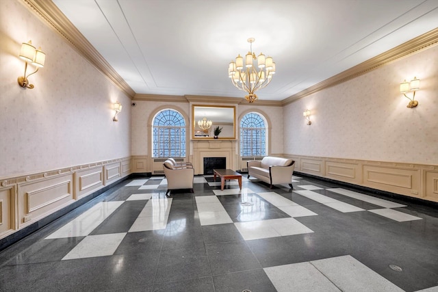 111-15 75th Ave Unit 4K, Forest Hills, NY 11375 - lobby featuring a decorative wall, wainscoting, and wallpapered walls