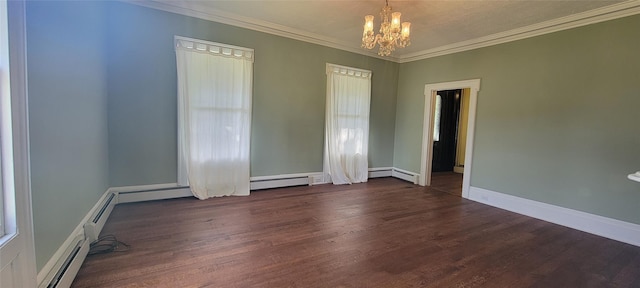 5-7 Myrtle Ave, Pine Plains, NY 12567 - spare room with a chandelier, wood finished floors, ornamental molding, and baseboard heating