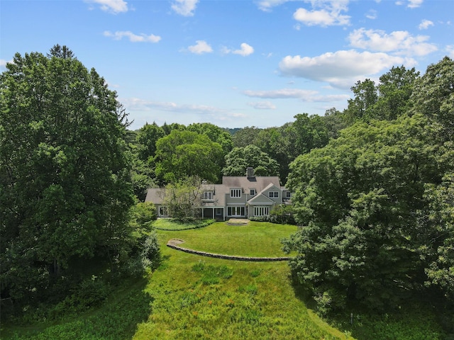 383 Pine Brook Rd, Bedford, NY 10506 - view from above of property featuring a heavily wooded area