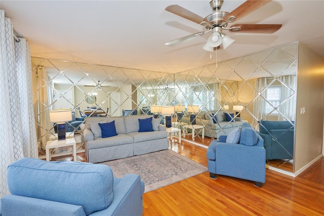 112 N Columbus Ave, Mount Vernon, NY 10553 - living room with wood finished floors and a ceiling fan
