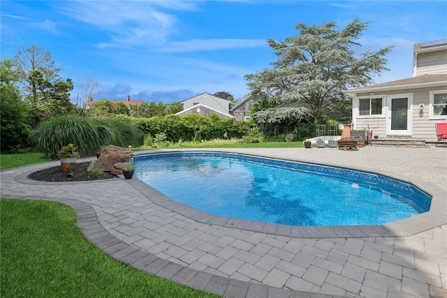 40 Spray Ct, Bayport, NY 11705 - view of swimming pool with a patio and entry steps