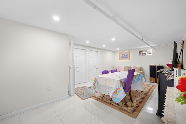 31 Pilgrim St, New Hyde Park, NY 11040 - game room featuring recessed lighting and light tile patterned floors