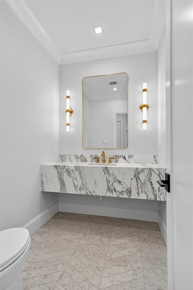 32A Pine Rd, Syosset, NY 11791 - bathroom featuring marble finish floors and vanity