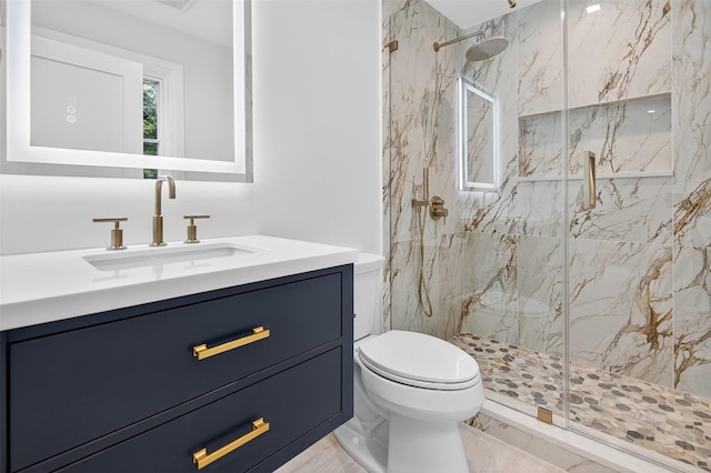 32A Pine Rd, Syosset, NY 11791 - full bathroom featuring vanity and a marble finish shower