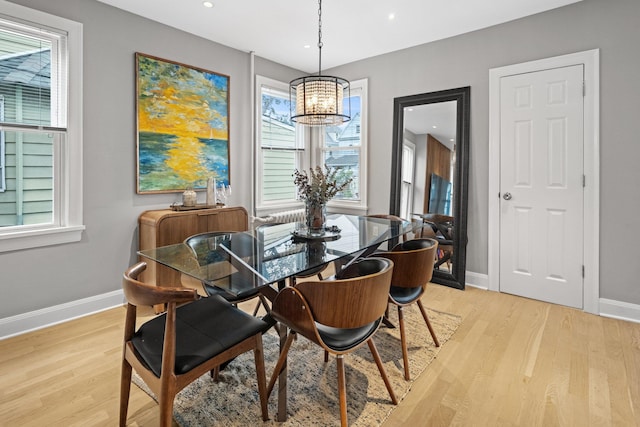 51 Lincoln St, New Rochelle, NY 10801 - dining space with light wood-style floors, a chandelier, and recessed lighting