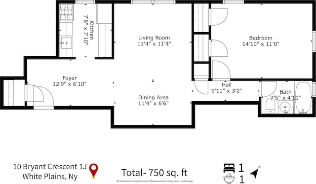 10 Bryant Cres Unit 1J, White Plains, NY 10605 - view of home floor plan