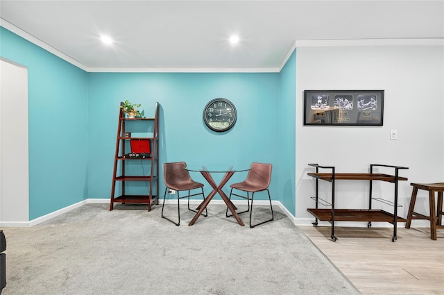 10 Bryant Cres Unit 1J, White Plains, NY 10605 - sitting room with crown molding, wood finished floors, and recessed lighting