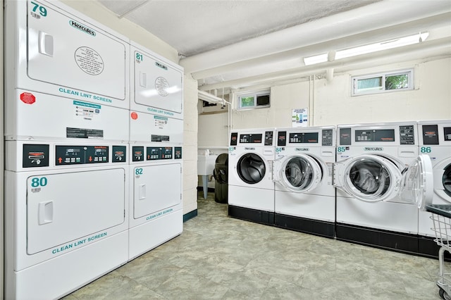 10 Bryant Cres Unit 1J, White Plains, NY 10605 - community laundry room featuring estacked washer and dryer and independent washer and dryer