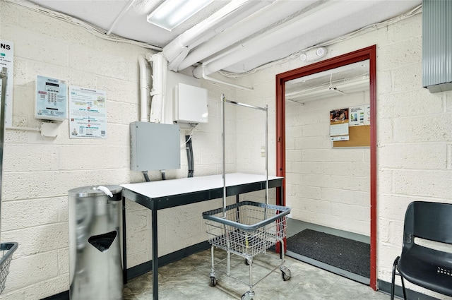 10 Bryant Cres Unit 1J, White Plains, NY 10605 - office with concrete flooring and concrete block wall