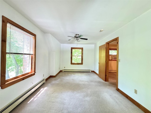 5 Will Palmer Rd, Catskill, NY 12414 - unfurnished room featuring a baseboard heating unit, light carpet, and ceiling fan