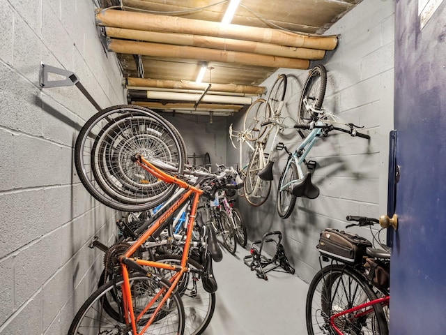 666 Pelham Rd Unit 3N, New Rochelle, NY 10805 - garage with concrete block wall and bike storage