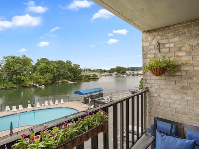 666 Pelham Rd Unit 3N, New Rochelle, NY 10805 - balcony featuring a water view and view of pool