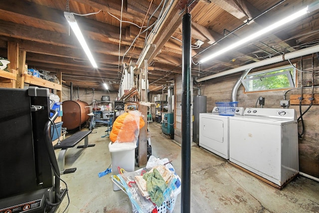 TR34 10 Hoffman Rd, Fremont Center, NY 12736 - below grade area featuring separate washer and dryer, oil tank, and water heater