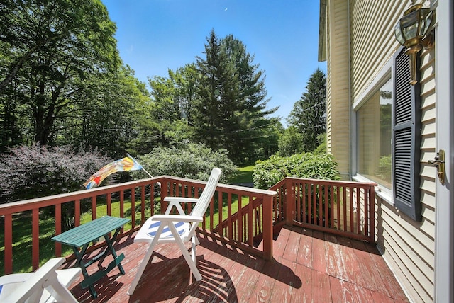 TR34 10 Hoffman Rd, Fremont Center, NY 12736 - wooden deck with view of wooded area