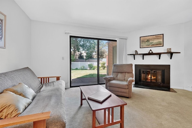 3 Adrian Ct Unit B, Cortlandt Manor, NY 10567 - living room with a fireplace with flush hearth and carpet floors
