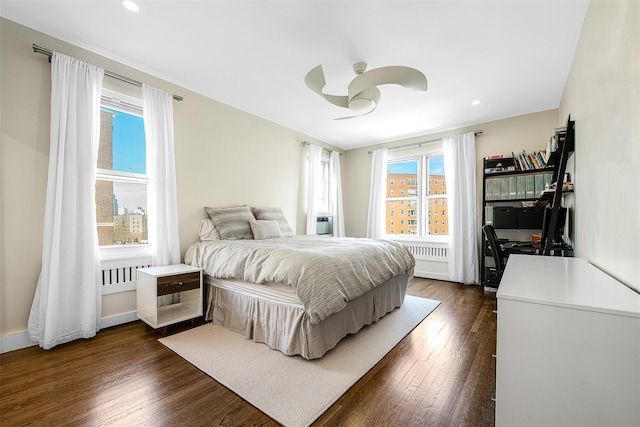 110-34 73rd Rd Unit 5A, Forest Hills, NY 11375 - bedroom with dark wood-type flooring, recessed lighting, and a ceiling fan
