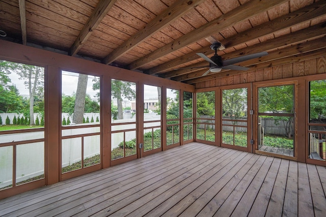 52 Mc Cue Ln, Babylon, NY 11702 - unfurnished sunroom featuring a water view and a ceiling fan