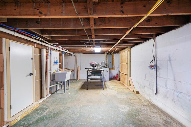 52 Mc Cue Ln, Babylon, NY 11702 - unfinished basement featuring electric panel and a sink
