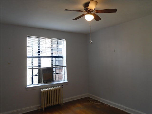 292 Main St Unit 4C, White Plains, NY 10601 - unfurnished room featuring radiator, ceiling fan, and dark wood-style flooring