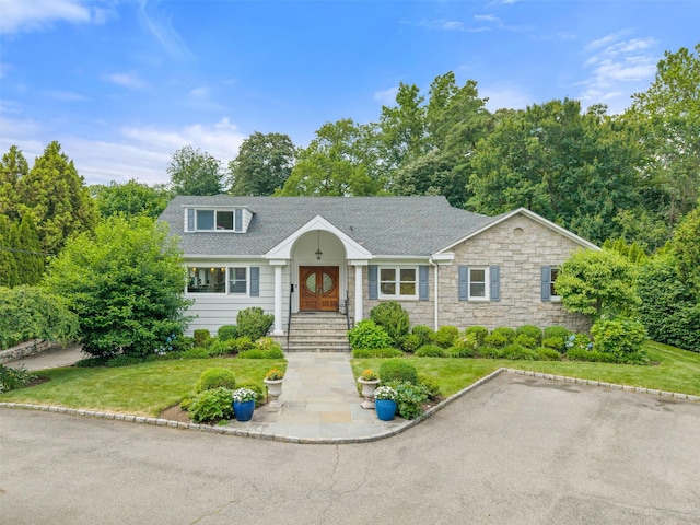 130 Carthage Rd, Scarsdale, NY 10583 - view of front of property with a front lawn and stone siding