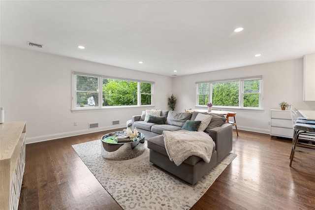 130 Carthage Rd, Scarsdale, NY 10583 - living area featuring dark wood-type flooring and recessed lighting