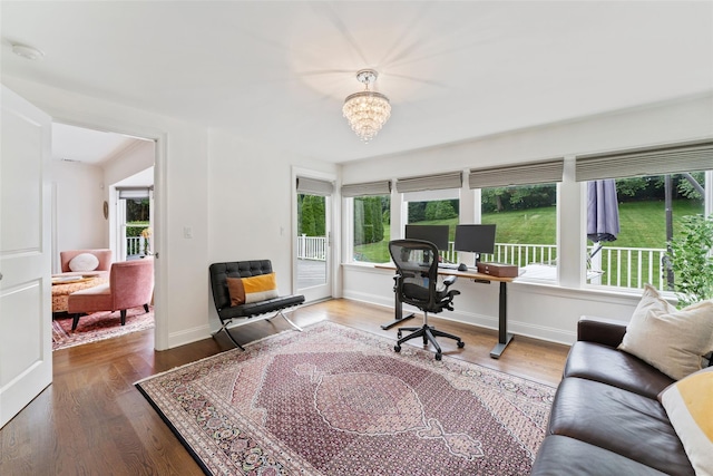 130 Carthage Rd, Scarsdale, NY 10583 - office featuring a chandelier and wood finished floors