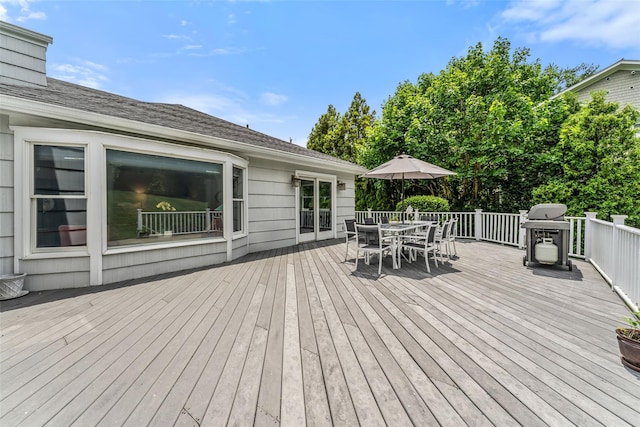 130 Carthage Rd, Scarsdale, NY 10583 - wooden deck with outdoor dining space and grilling area