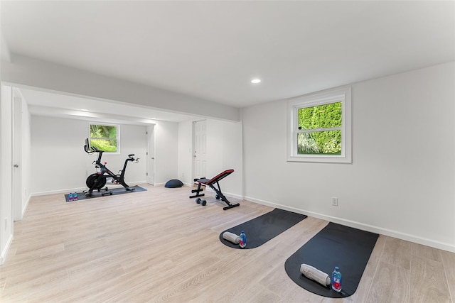 130 Carthage Rd, Scarsdale, NY 10583 - workout area with wood finished floors and recessed lighting
