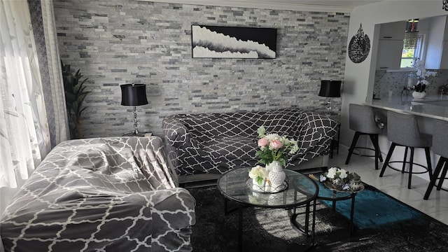 311 Travis Ave, Elmont, NY 11003 - living room featuring marble finish flooring