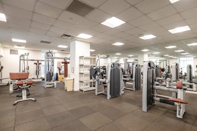 55 Wall St Unit 610, New York Manhattan, NY 10005 - workout area with a paneled ceiling